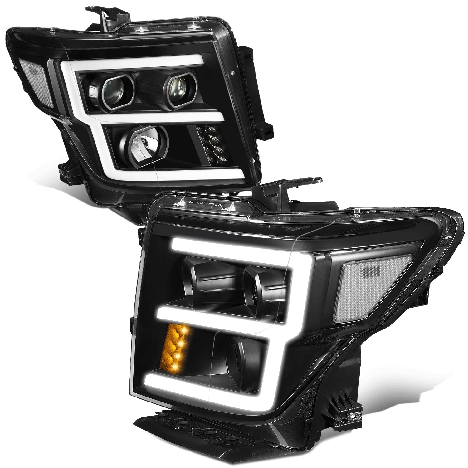 LED DRL Projector Headlights for Nissan Titan XD (2016–2022) - Black Housing