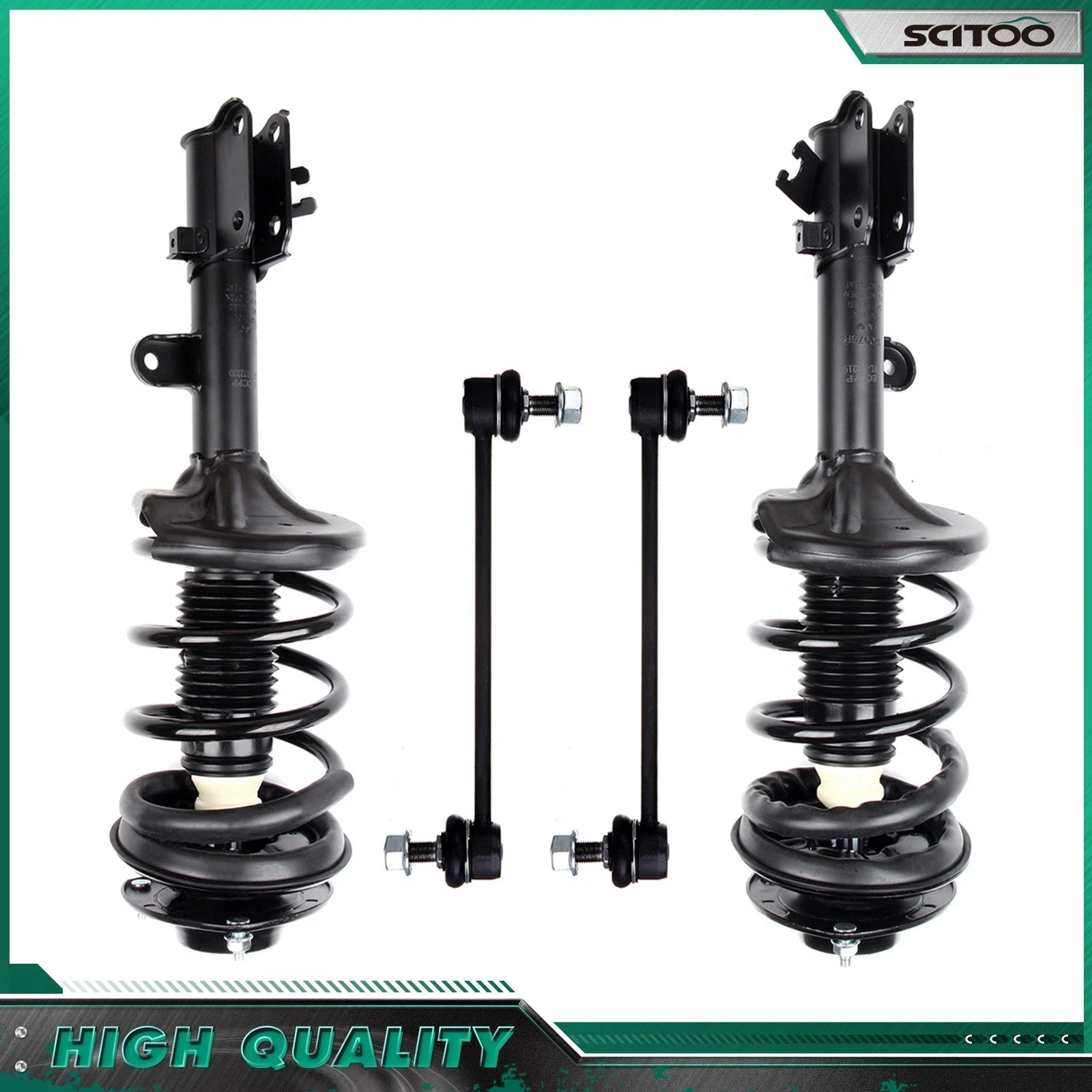 4pc Front Strut w/ Coil Spring Sway Bar Link Kit for Hyundai Tucson (2005–2009)