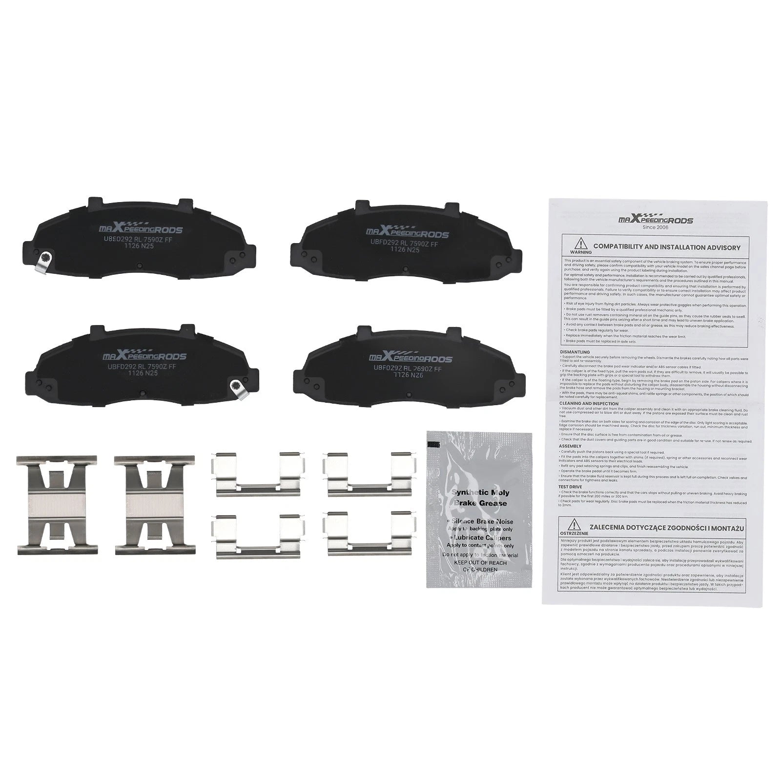 Set of 4 Front Ceramic Brake Pads for Ford F-150 4.6L 5.4L (1997–2004) P679 D679