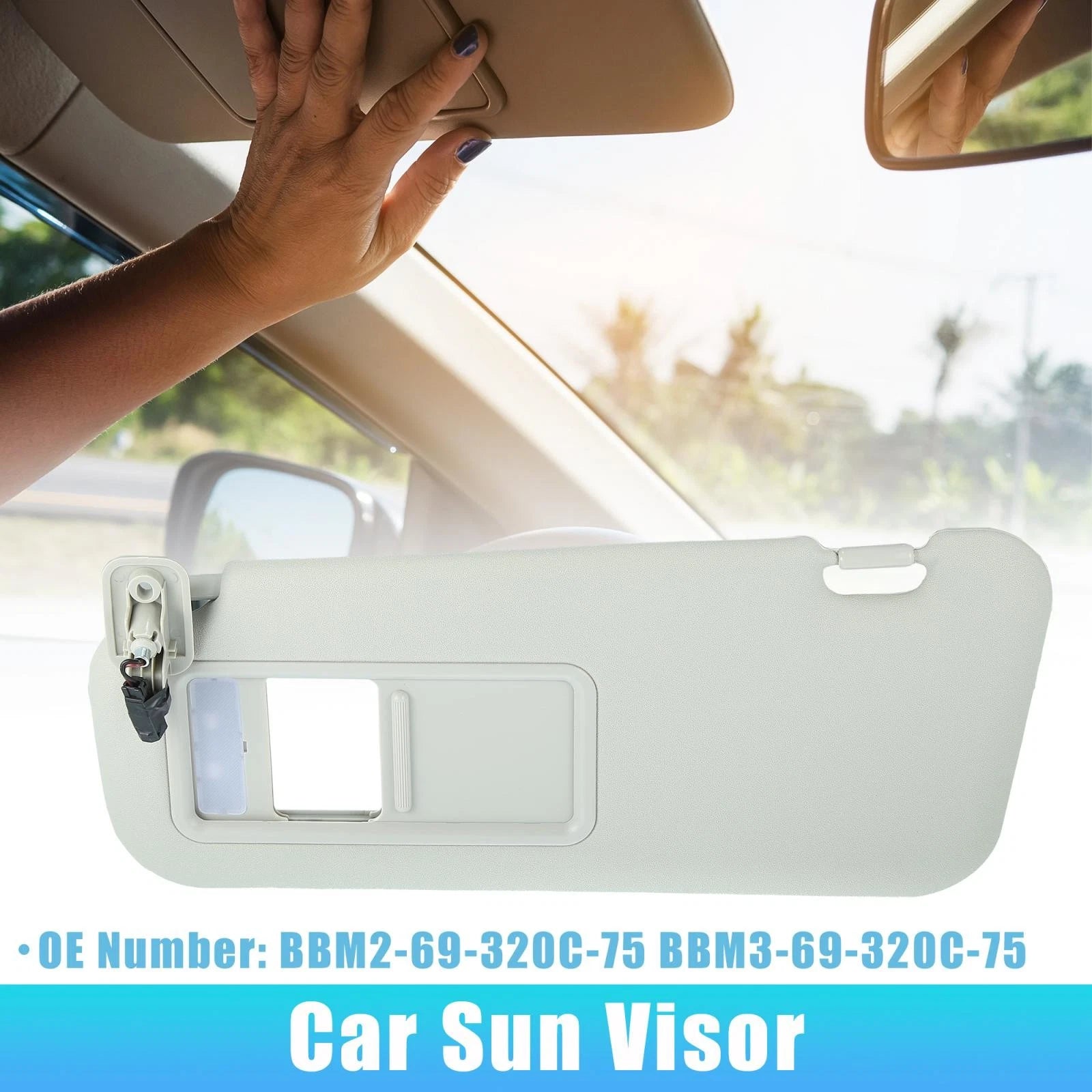 Front Left Sun Visor for Mazda 3 (2010–2013) BBM2-69-320C-75 BBM3-69-320C-75 Gray