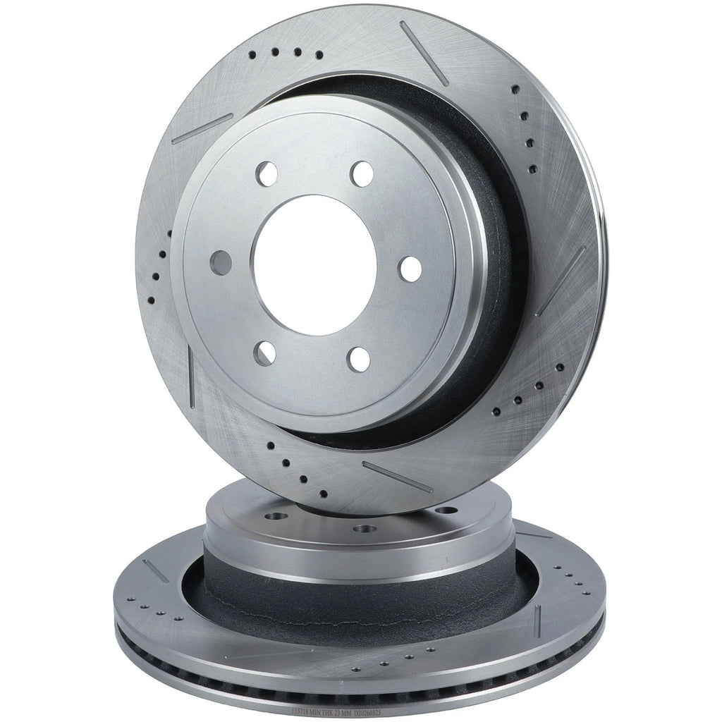 Rear Drilled Slotted Brake Rotors for Ford F-150 Lobo (2012–2014)