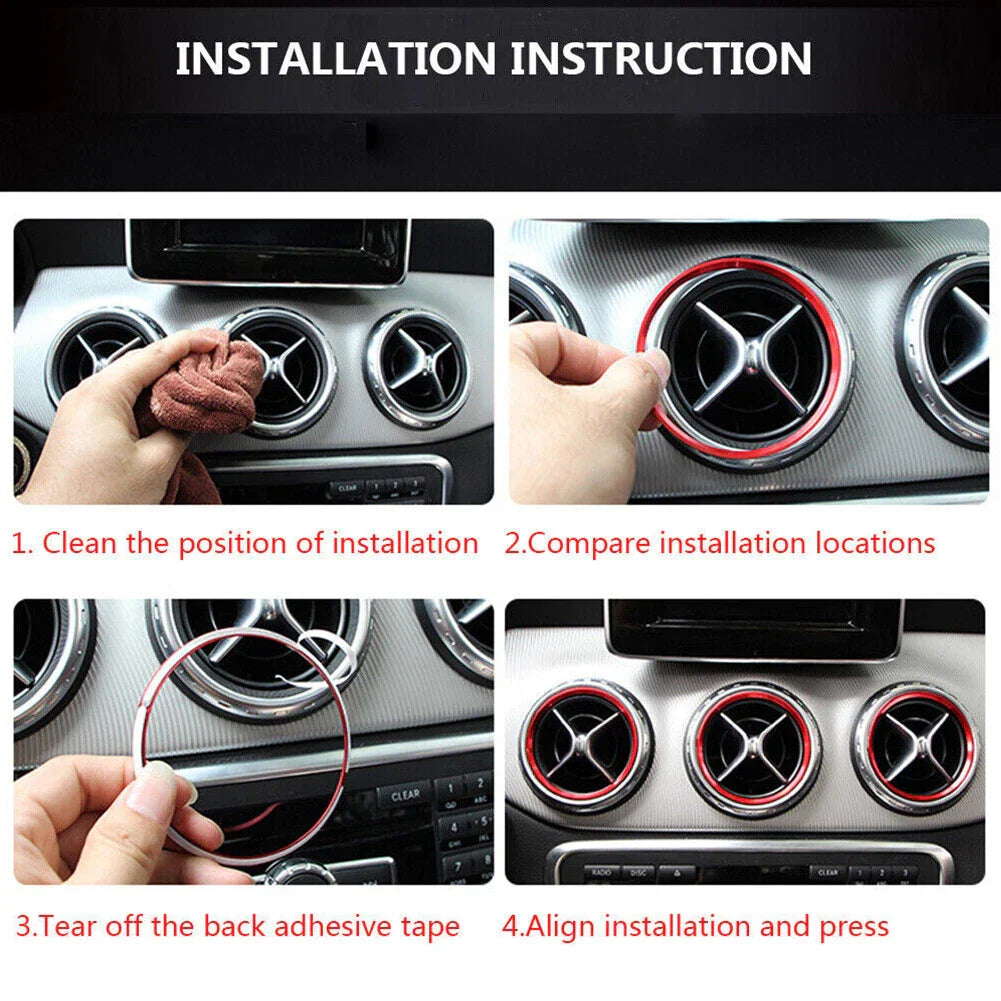 AC Air Vent Outlet Inner Ring Cover Trim for Mercedes Benz C Class W205 (2015-2021)