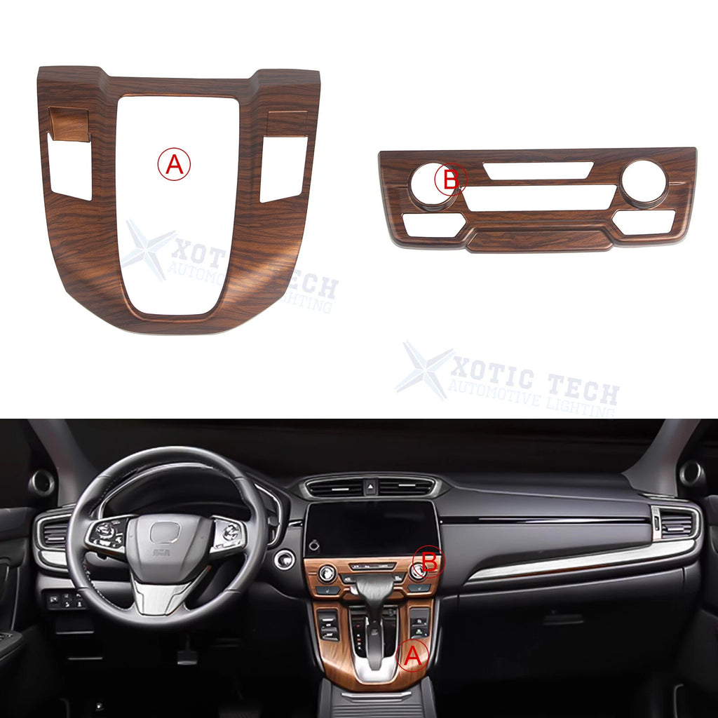 Peach Wood Pattern Gear Shift and AC Control Trim for Honda CR-V (2017-2022)