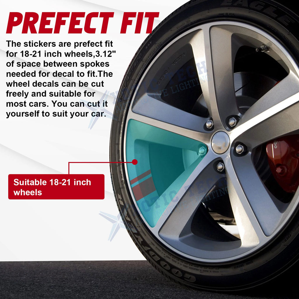 Red Hash Stripe Wheel Rim Stickers for 18"-21" Tires (Set)