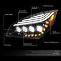 LED DRL Sequential Signal Projector Headlights for Cascadia (2018–2024)