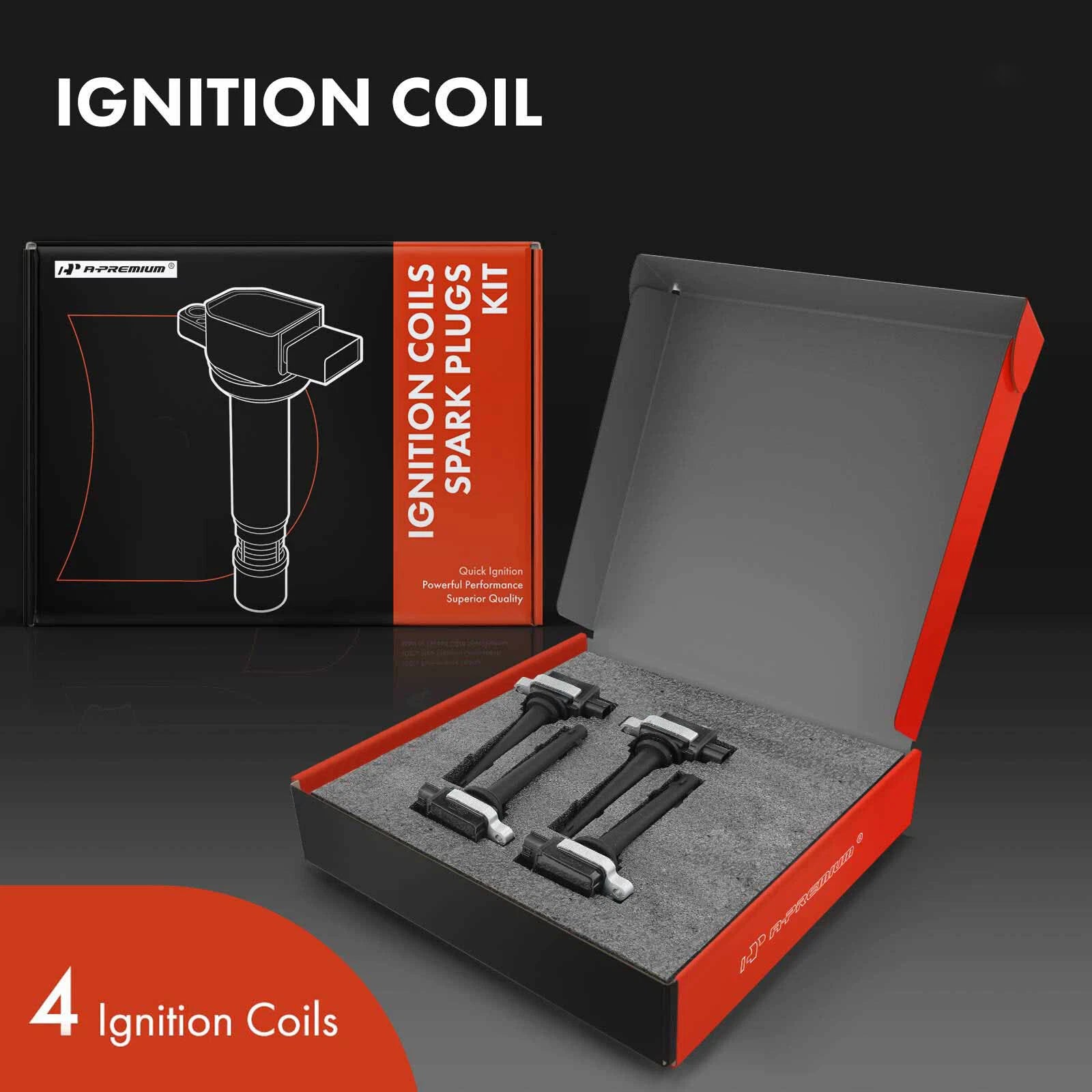 Set of 4 Ignition Coils & Iridium Spark Plugs for Nissan Sentra (2007–2009)