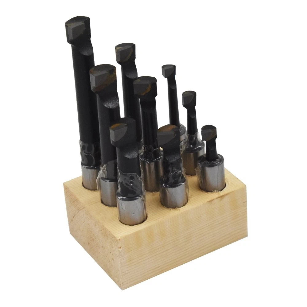 Set of 9 Carbide Tipped Boring Bars for Lathe (1/2" Shank)