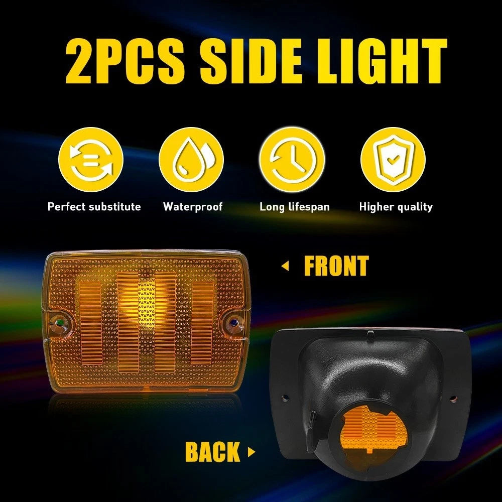 Amber Front Turn Signal Parking Lights Housings for Jeep Wrangler YJ (1987–1995)