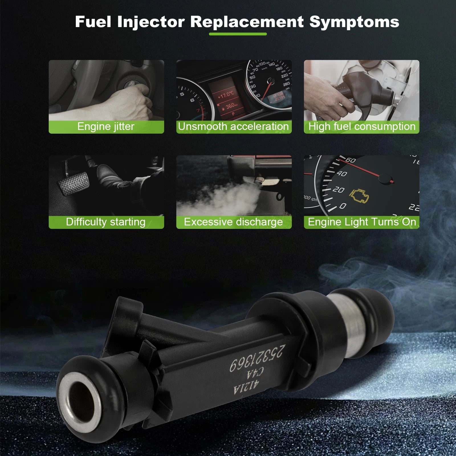 Set of 4 Fuel Injectors for Chevrolet Cavalier, Oldsmobile Alero, Pontiac Grand Am (2.4L)