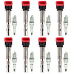 8PCS Ignition Coil + 8PCS Spark Plug Set for Audi VW V8 4.2L (2003–2008) 06E905115E UF529