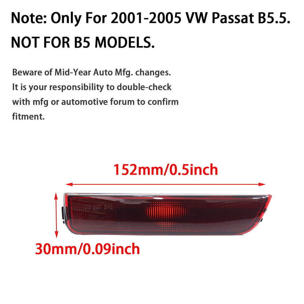 2X Red Lens Rear Side Marker Light Housings for Volkswagen Passat