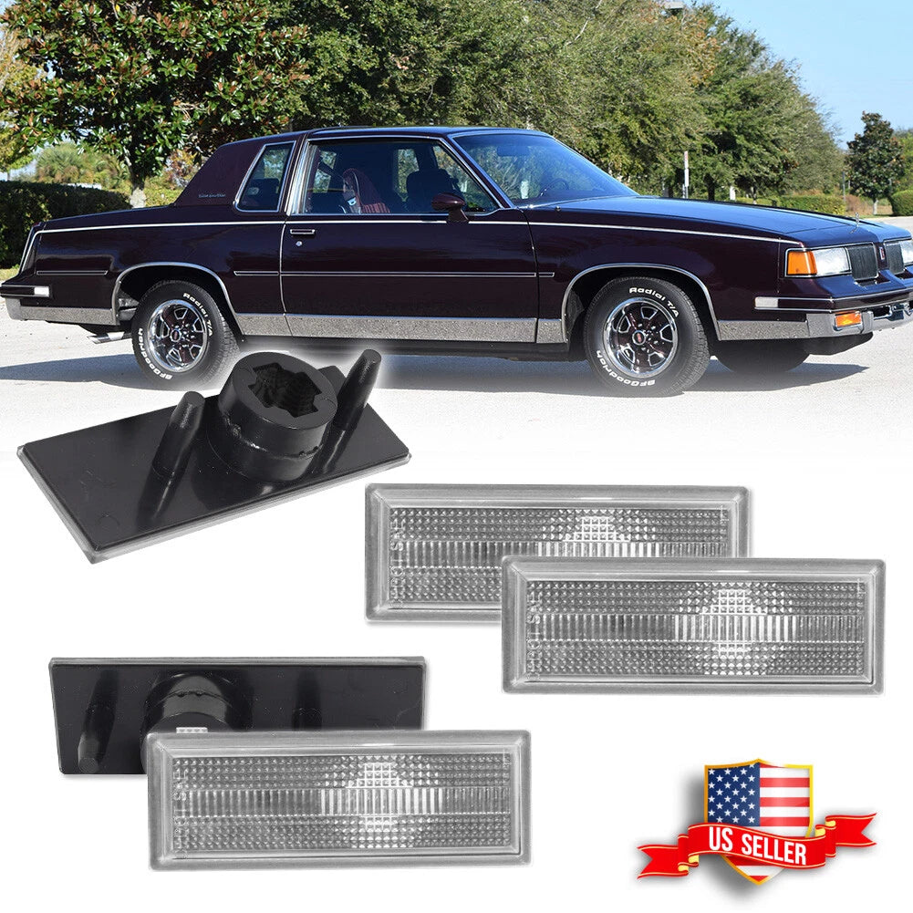 Set of 4 Clear Front & Rear Side Marker Light Lens for Oldsmobile Cutlass (1981–1988)