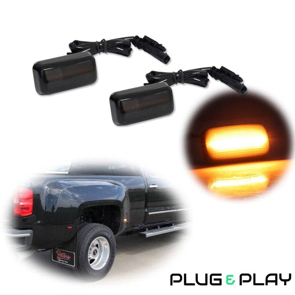 Amber LED Rear Wheel Fender Side Marker Lights for Silverado Sierra (2015–2022)