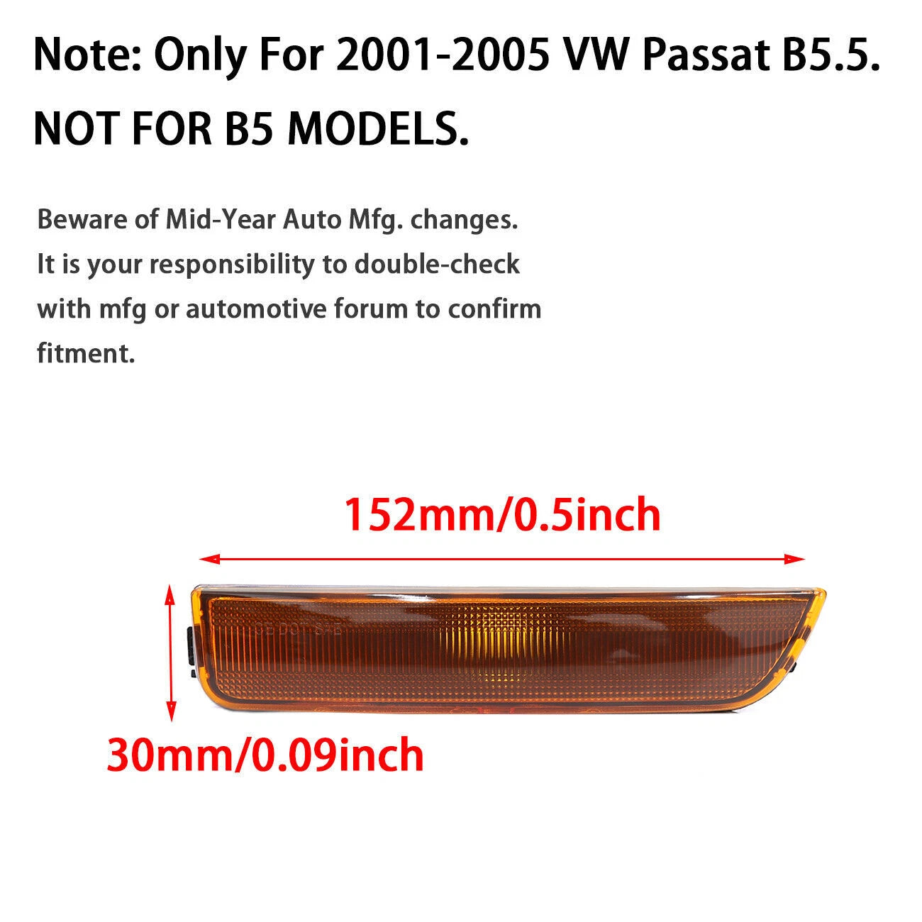 Set of 4 Front & Rear Side Marker Light Housings for VW Passat (01–05)