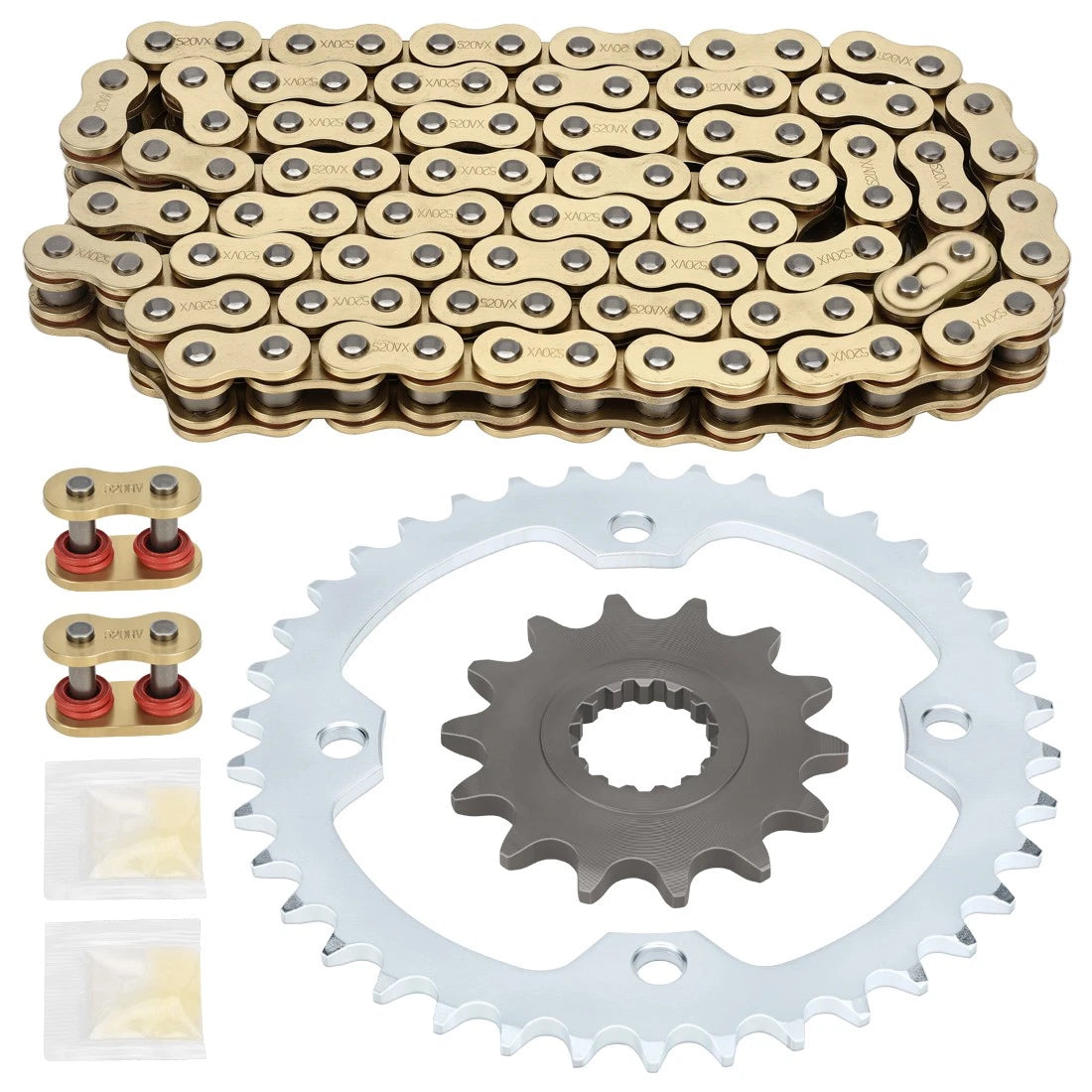 Gold Drive Chain + Sprocket for Yamaha Raptor 700 YFM700 YFM700R (2006–2024)