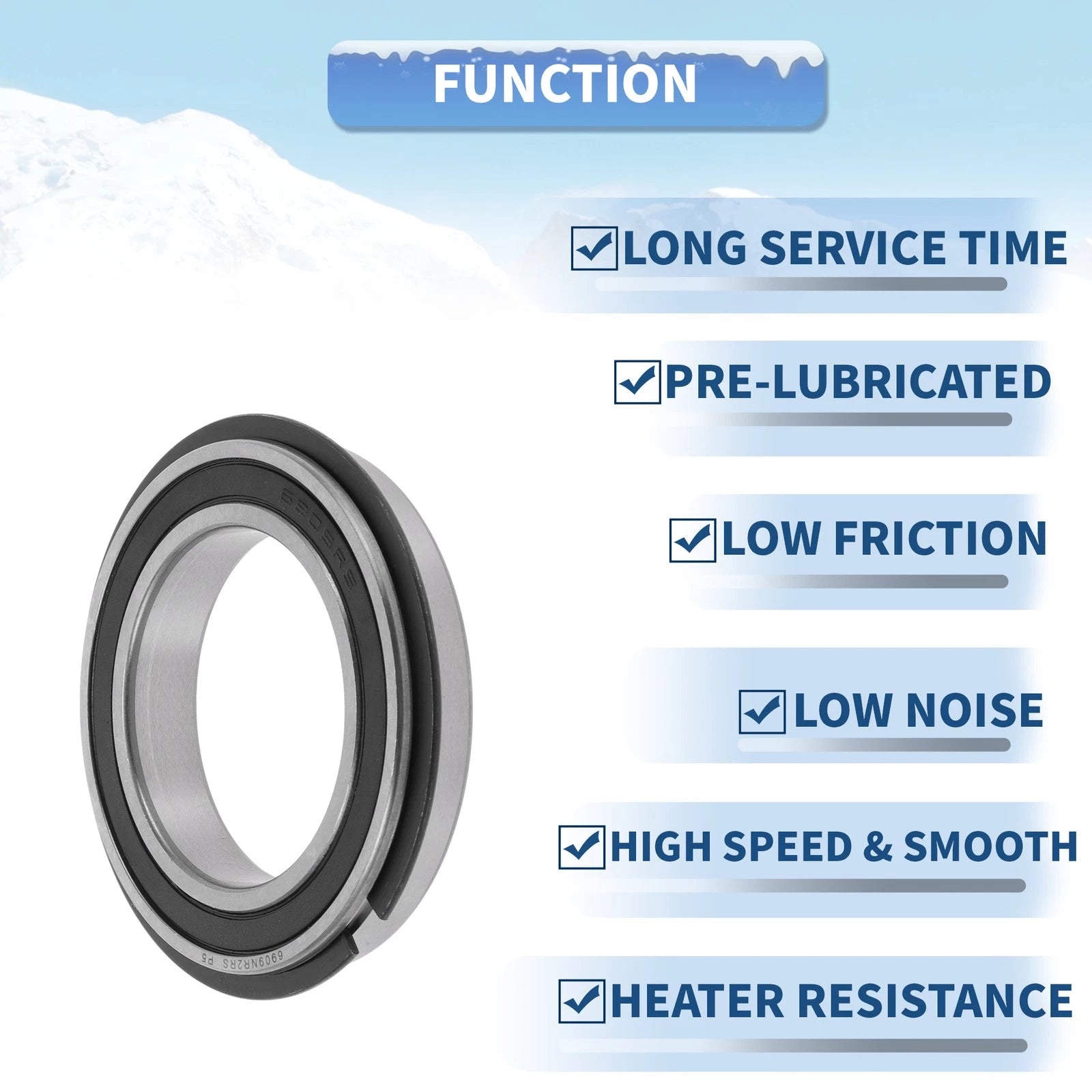 Deep Groove Ball Bearing 6909NR2RS for Scooter Skateboard (45x68x12mm)