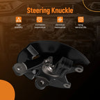 2X Front Steering Knuckle for Honda Pilot (2005–2008) Steel Black