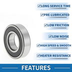 6206DDU Deep Groove Ball Bearing for Scooter/Skateboard (30x62x16mm)