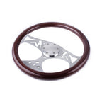 15" Classic Mahogany Wood Grain Steering Wheel for Universal Fit