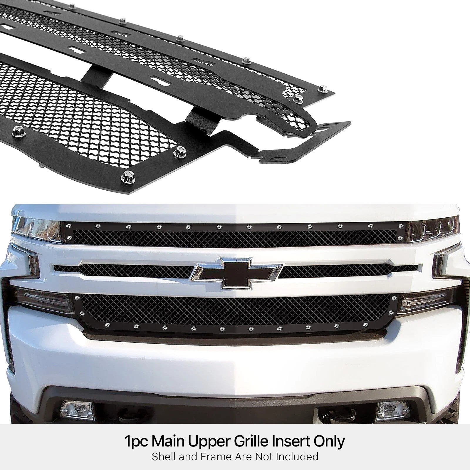 Stainless Black Mesh Rivet Grille for Chevy Silverado 1500 (2019-2022)