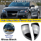 Gloss Black Rearview Mirror Cap Covers for Audi A3/S3 8V (2015–2021)