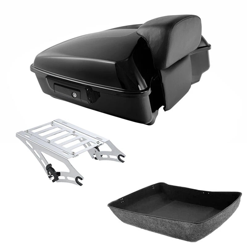 Chopped Trunk Black Backrest Mount Rack for Harley Touring FLHX (2014–2026)