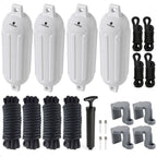Set of 4 Boat Fenders 6.5"x23" with Dock Lines and Fender Clip