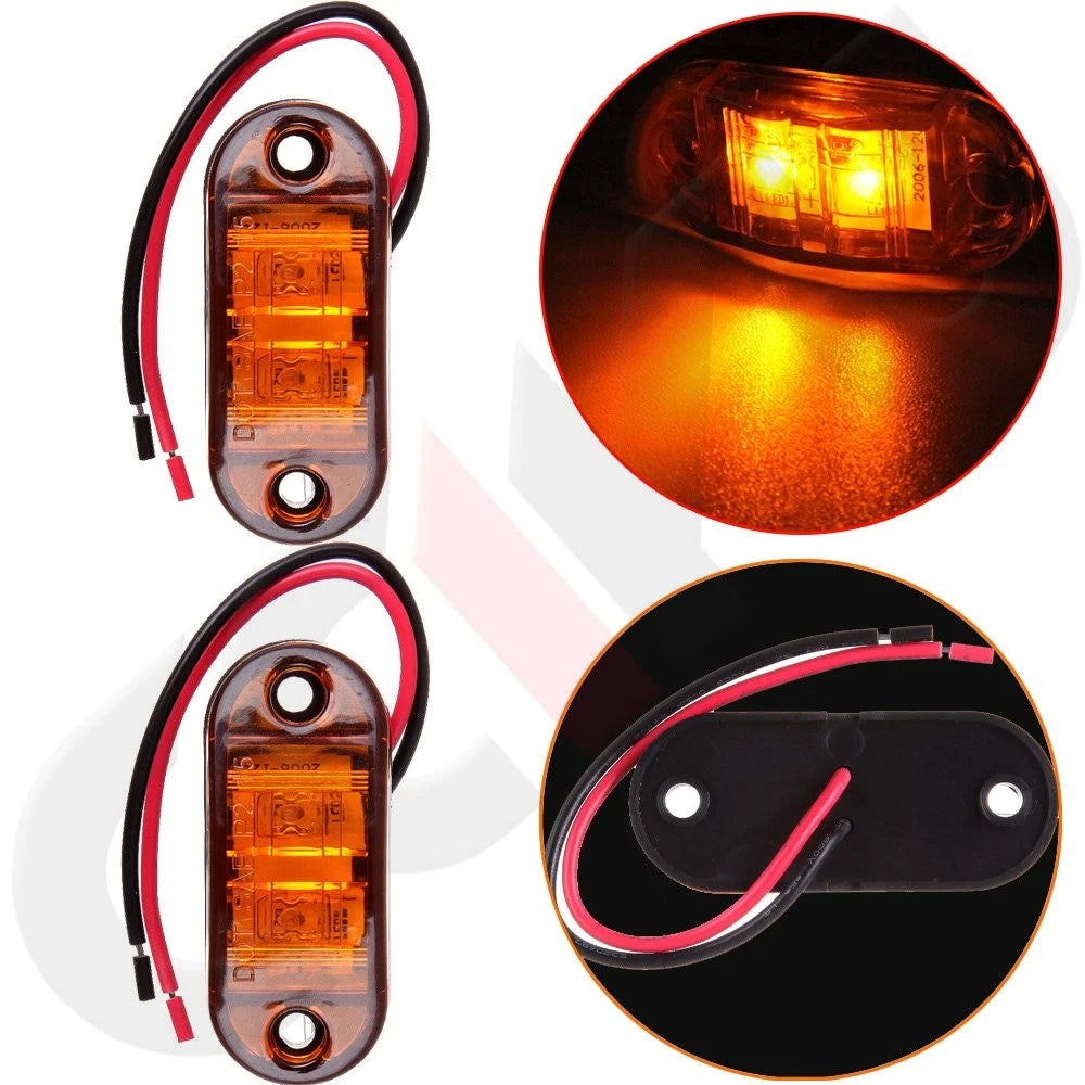 2X Oval 2.5" LED Trailer Clearance Side Marker Light for Commercial Truck