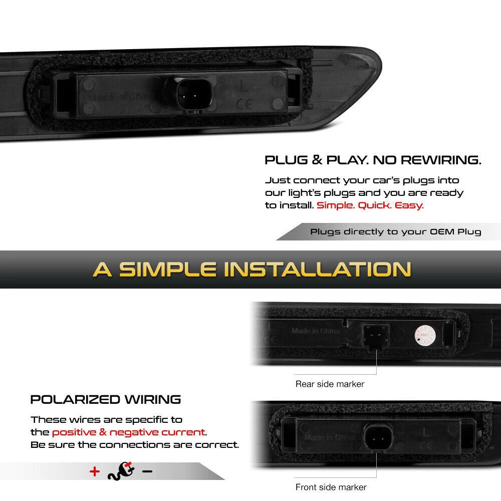 4X White LED Smoke Side Marker Lights for Acura TL (2007–2008)