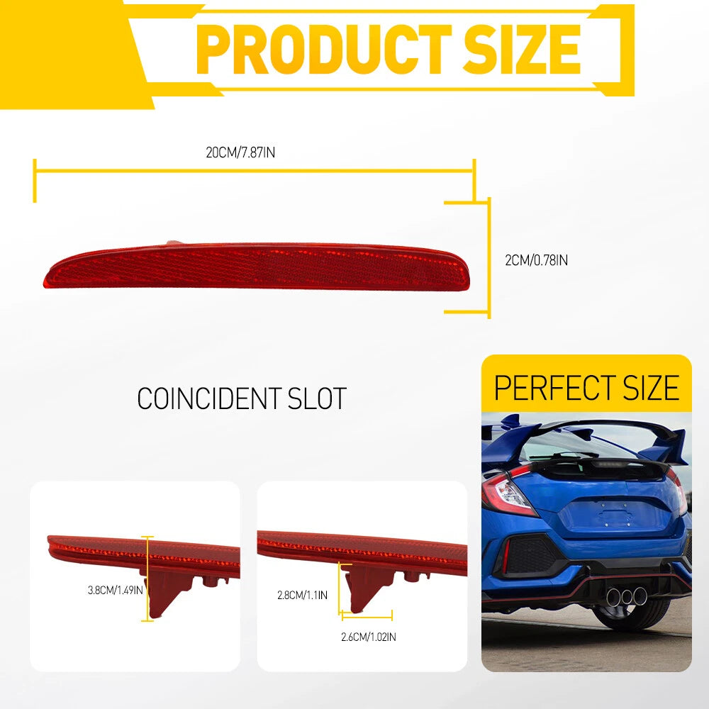 LED Tail Brake Light Reflector Lamps for Honda Civic Hatchback (2017–2021)