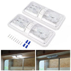2X 12V LED White Ceiling Fixture Double Dome Light for RV Camper