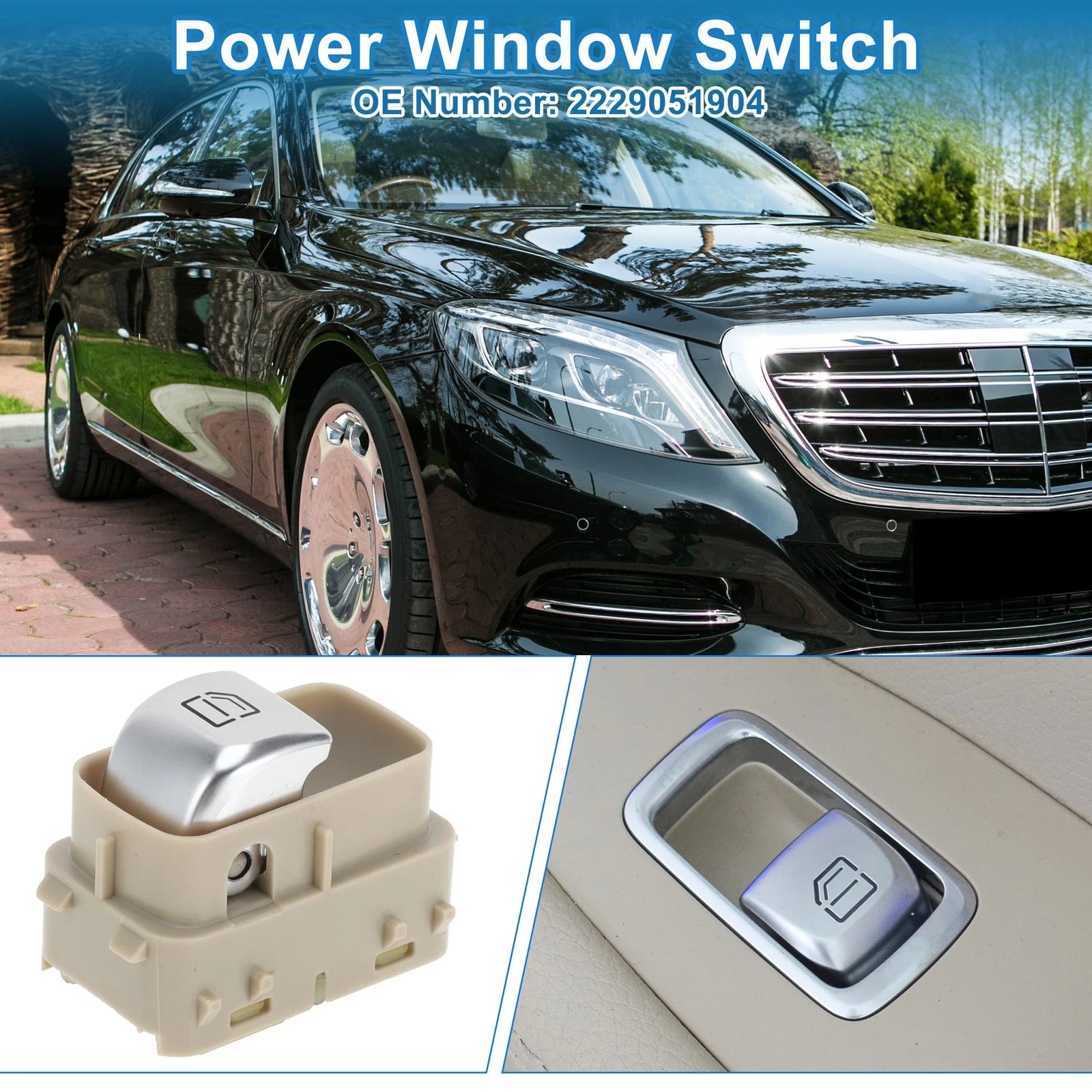 Power Window Switch for Mercedes-Benz E300 S400 S500 S600 (No. 2229051904) Beige