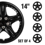 Set of 4 Wheel Covers for R14 Tire & Rim (Black)