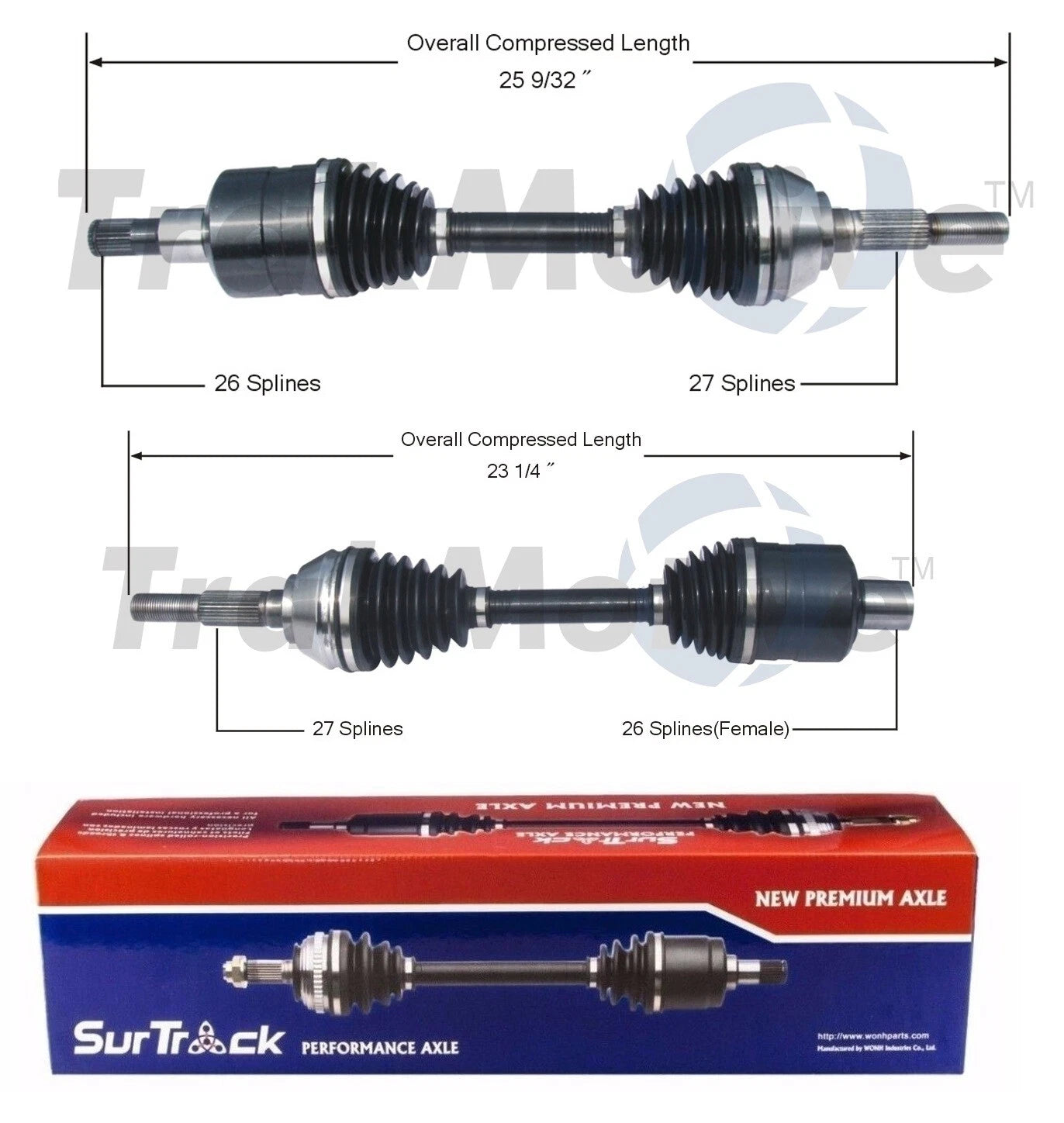 Set of 2 Front CV Axle Shafts for GMC Jimmy, Chevy Blazer, S10 4WD