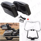 Unpainted Saddlebags with Chrome Bracket Guard Bars for Harley Touring (2014–2024)