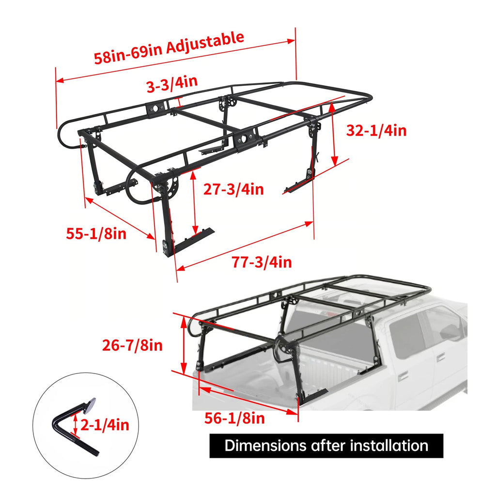 Truck Bed Rack for Pickup (1000 lbs Capacity)