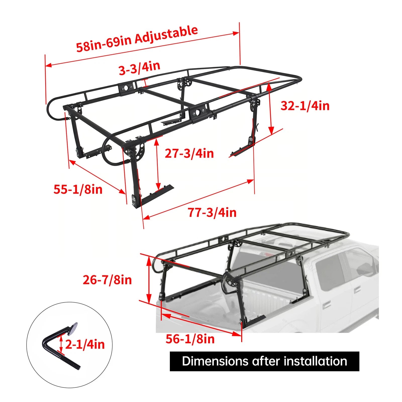 Truck Bed Rack for Pickup (1000 lbs Capacity)