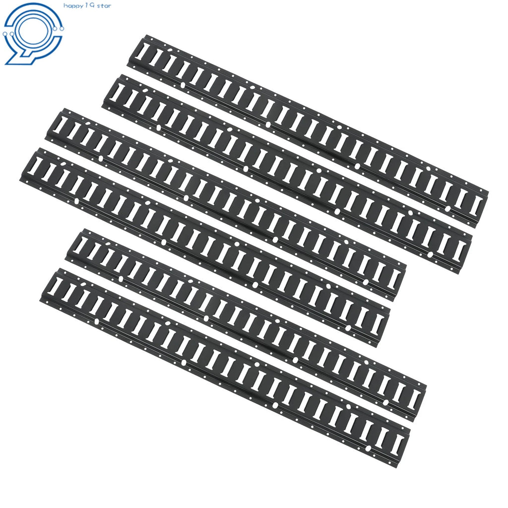 Set of 6 E Track Tie Down Rails for Trailers Vans (Powder-Coat Black)