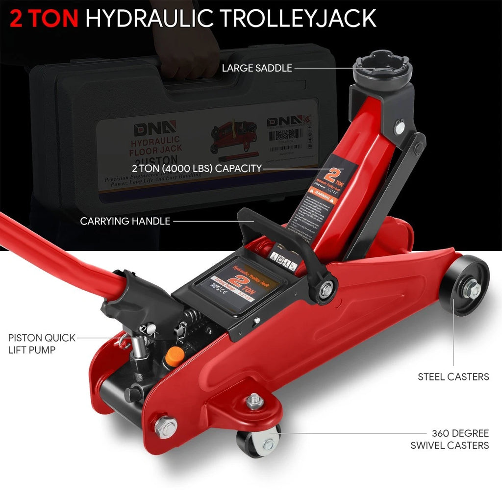 2 Ton Hydraulic Floor Jack for (5.1-13 in, 4000 lbs Capacity)