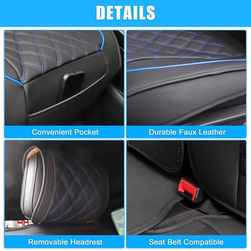 Set of 5 Front Rear Seat Covers for Toyota Tacoma (2005–2024) Black Blue