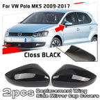 Set of 2 Rear Mirror Cover Caps for VW Polo MK5 (2009–2017) Gloss Black