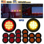 2X 2.5" Round LED Side Marker Clearance Lights for Truck Trailer (Red & Amber)