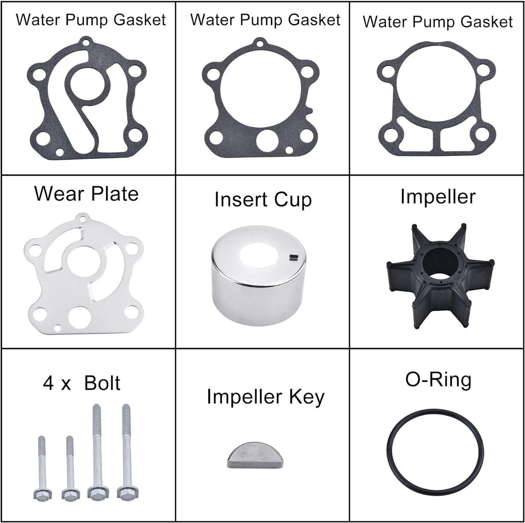 Water Pump Impeller Rebuild Kit for Yamaha (Fits Many Models) 18-3370, 692-W0078-02-00