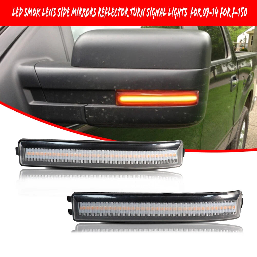 Clear Lens Amber LED Side Mirror Marker Lights for F-150 (2009–2014)
