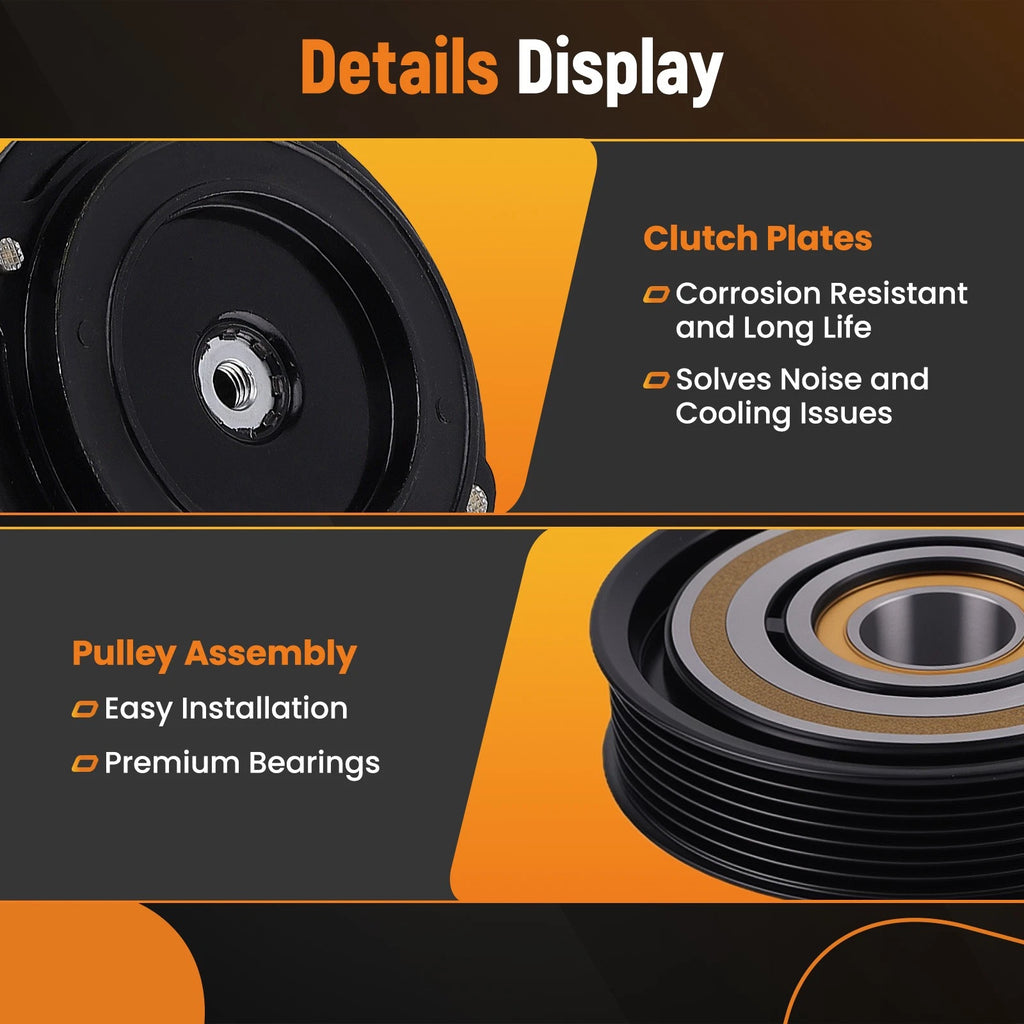 AC Compressor Clutch Kit Pulley Coil Plate for Dodge Ram 1500-4000 (2003–2008)