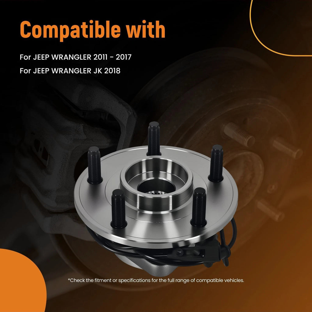 Set of 2 Front Left Right Wheel Hub & Bearing for Jeep Wrangler (2011–2017) HA590482 ABS