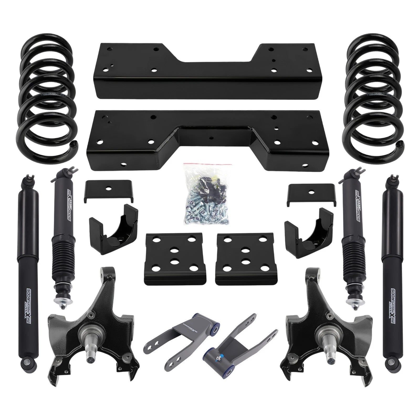 Lowering Shock Drop Kit Front Coils Rear Shackle for Silverado/Sierra (1988–1998)