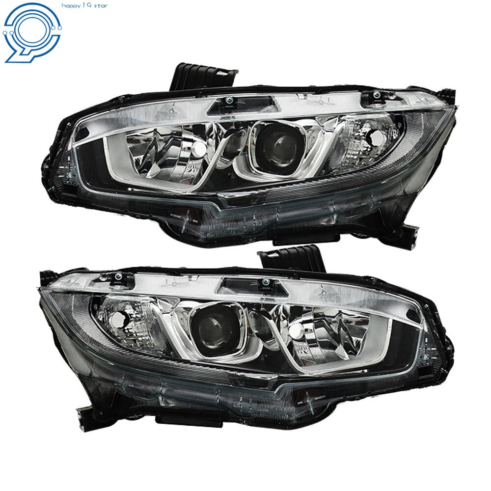LED Projector Headlights for Honda Civic (2016-2020) Electroplated Pair
