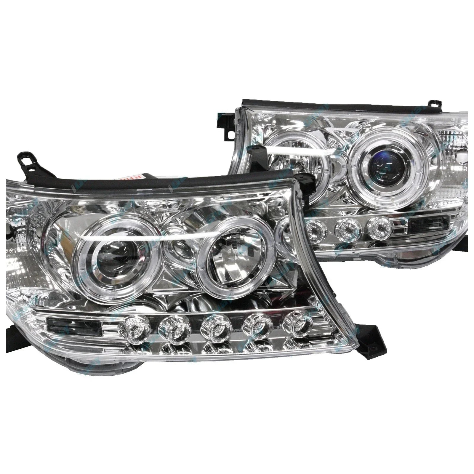 2 Headlights for Toyota Landcruiser 200 Series 07-15 Angel Eye Projector LED