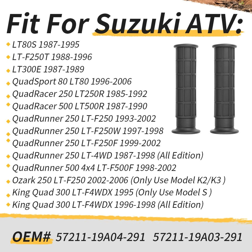 2x Handlebar Grips for Suzuki King Quad 300, Ozark 250, Eiger 400 (1998–2009) 57211-19A04-291